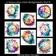 8 Watercolour Clocks Backgrounds