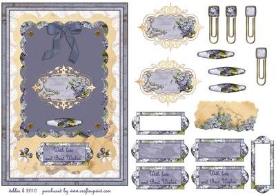 Blue & Cream Floral Vintage Quick Card