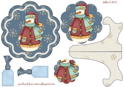 Jolly Snowman Scalloped Plate and Stand