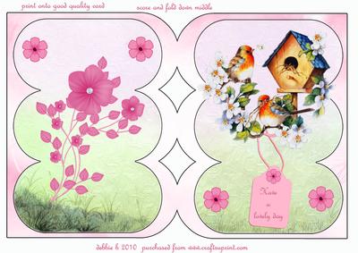 Spring Birdhouse Triple Arch Card