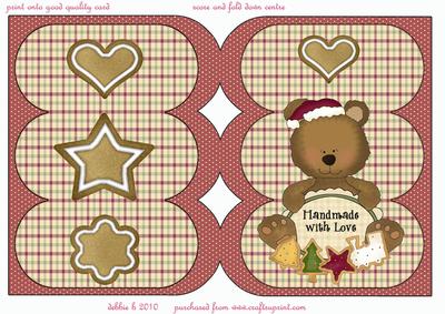 Handmade with Love Christmas Teddy Triple Arch Card