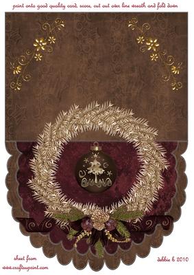 Christmas Wreath Scallop Edged Over the Edge Card