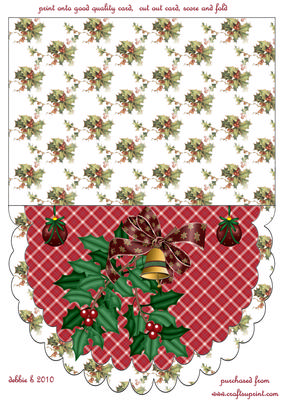 Christmas Bells Landscape Scalloped Edge Card