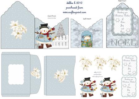 Holly Jolly Snowman Fancy Edge Envelope Card Kit