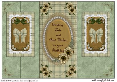 Sunflowers and Lace Double Rectangle Fold Back Card