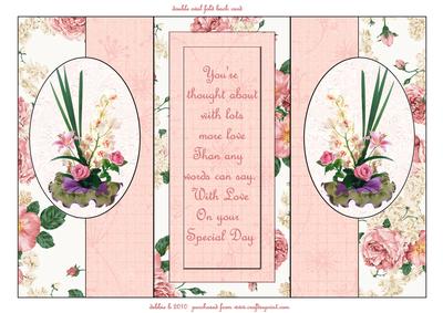 Pink Floral Double Oval Fold Back Card