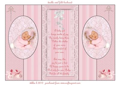 A New Baby Girl Double Oval Fold Back Card