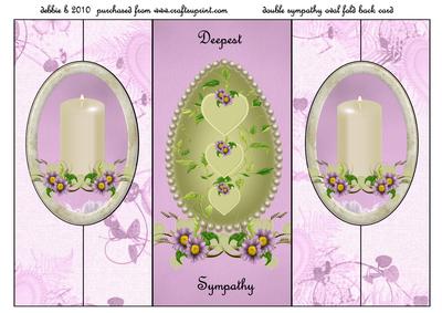 Floral Sympathy Candle Double Oval Fold Back Card