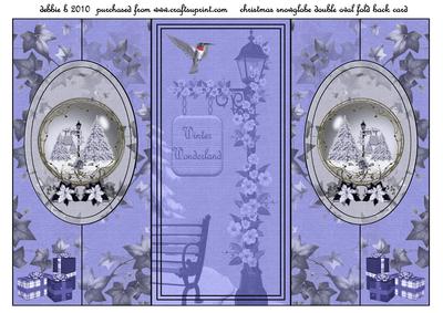 Snowglobe Oval Double Fold Back Card