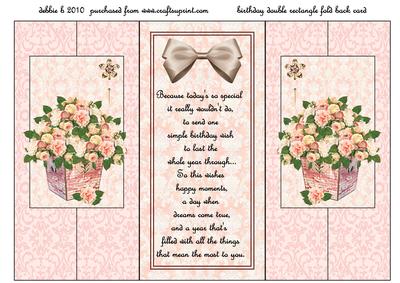 Pink Flowers for Your Birthday Double Fold Back