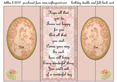 Vintage Birthday Double Oval Fold Back Card