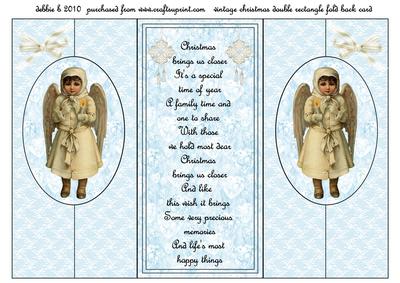 Vintage Christmas Girl Double Fold Back Card