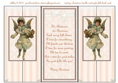 Victorian Christmas Angel Double Fold Back Card