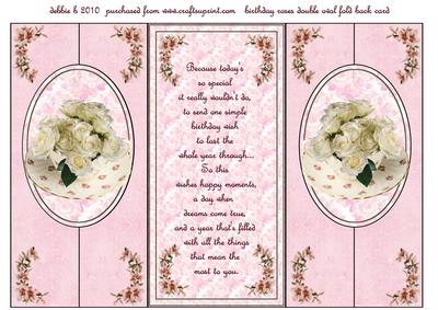 Birthday Roses Double Oval Fold Back Card