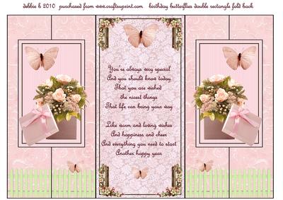 Birthday Buterflies Double Fold Back Card