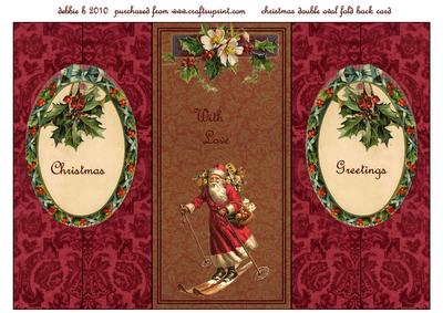 Christmas Holly Double Oval Fold Back Card