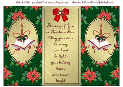 Christmas Bells Double Oval Fold Back Card