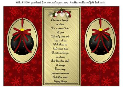 Christmas Baubles Double Fold Back Card
