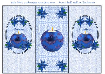 Deep Blue Christmas Double Fold Back Card