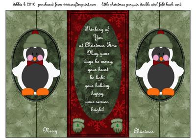 Cute Christmas Penguins Double Fold Back Card