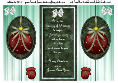 Red and Gold Baubles Fold Back Card
