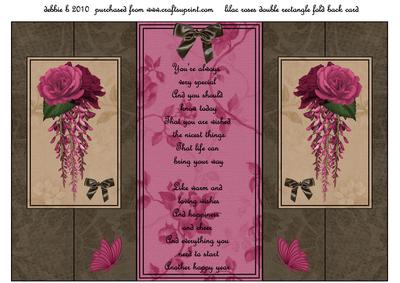 Deep Pink and Brown Birthday Double Fold Back Card