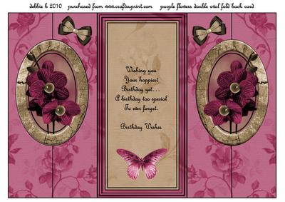 Raspberry Pink and Brown Birthday Double Fold Back Card