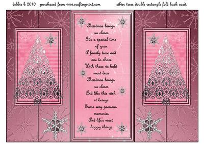 Silver Filigree Trees Double Fold Back Card