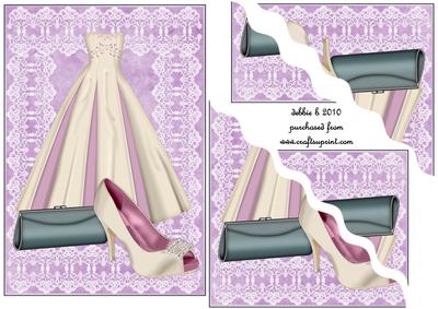 Ladies Gown and Accessories on Lace Wavy Corner Stacker