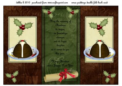 Xmas Puds Double Fold Back Card