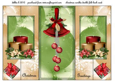 Red and Gold Christmas Candles Double Fold Back