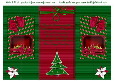 Hot Pink and Pea Green Christmas Double Fold Back Card