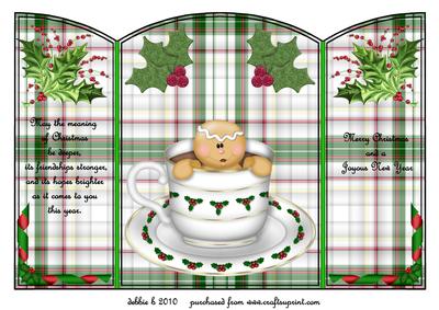 Teacup Gingerbread and Holly Arched Gatefold