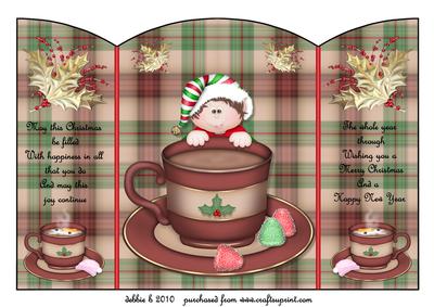Teacup Elf and Holly Arched Gatefold