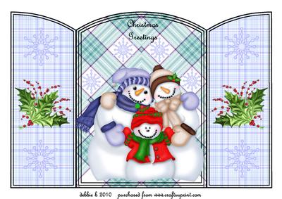 Snowman Family Christmas Arched Gatefold Card