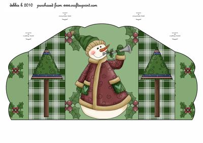 Bugle Playing Snowman Four Fold Card
