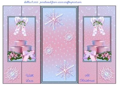 Pink Crystalsnowflakes Double Fold Back Card