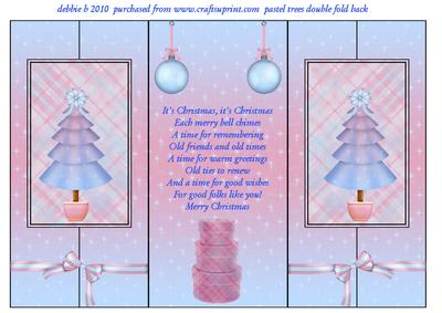 Pretty Pastel Christmas Trees Double Fold Back Card
