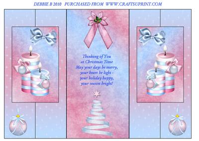 Ice Pink Candles Double Fold Back Card