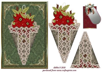 Lace Cone of Pointsettia Christmas Card
