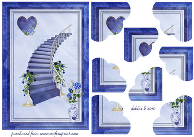 Romance in Blue Quadro Triple Scallop Corner Stacker