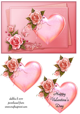 Pink Pearlized Heart and Roses