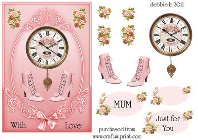 Vintage Pink Boots and Clock