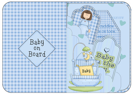 Sweet Baby Boy Scalloped Corner Stacker and Tag Kit