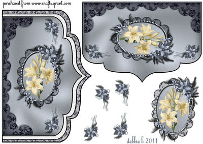 Cream Lillies Framed Elegant Double Scalloped Front