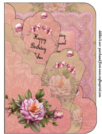 Rose Pink Scalloped Corner Pocket Tag Kit