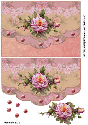 A Pink Rose Elegant Double Envelope Flap Card