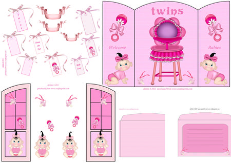 Twice the Joy Twin Baby Girls Arched Door Gatefold Kit