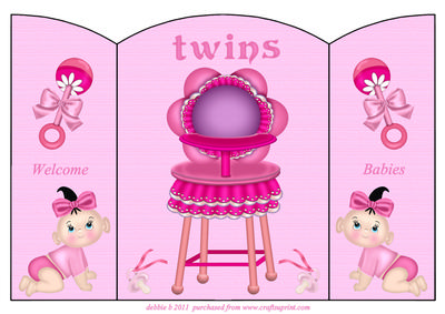 Twice the Joy, Twin Girls Arched Gatefold Card