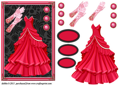 Vintage Gown and Gloves in Deep Red